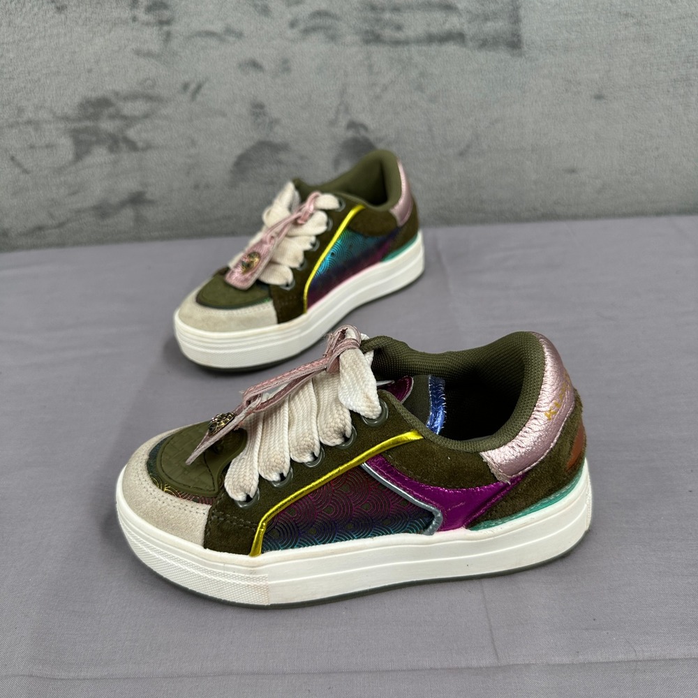 Kurt Geiger London Mini Southbank‎ Tag Sneakers Girls 13M Olive Green Low Top